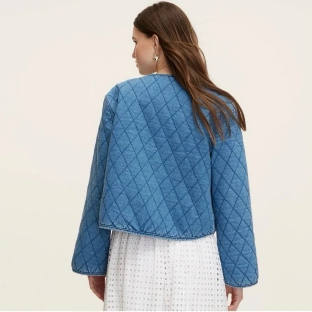 Kate Spade Blue Diamond-Quilted Jean Jacket